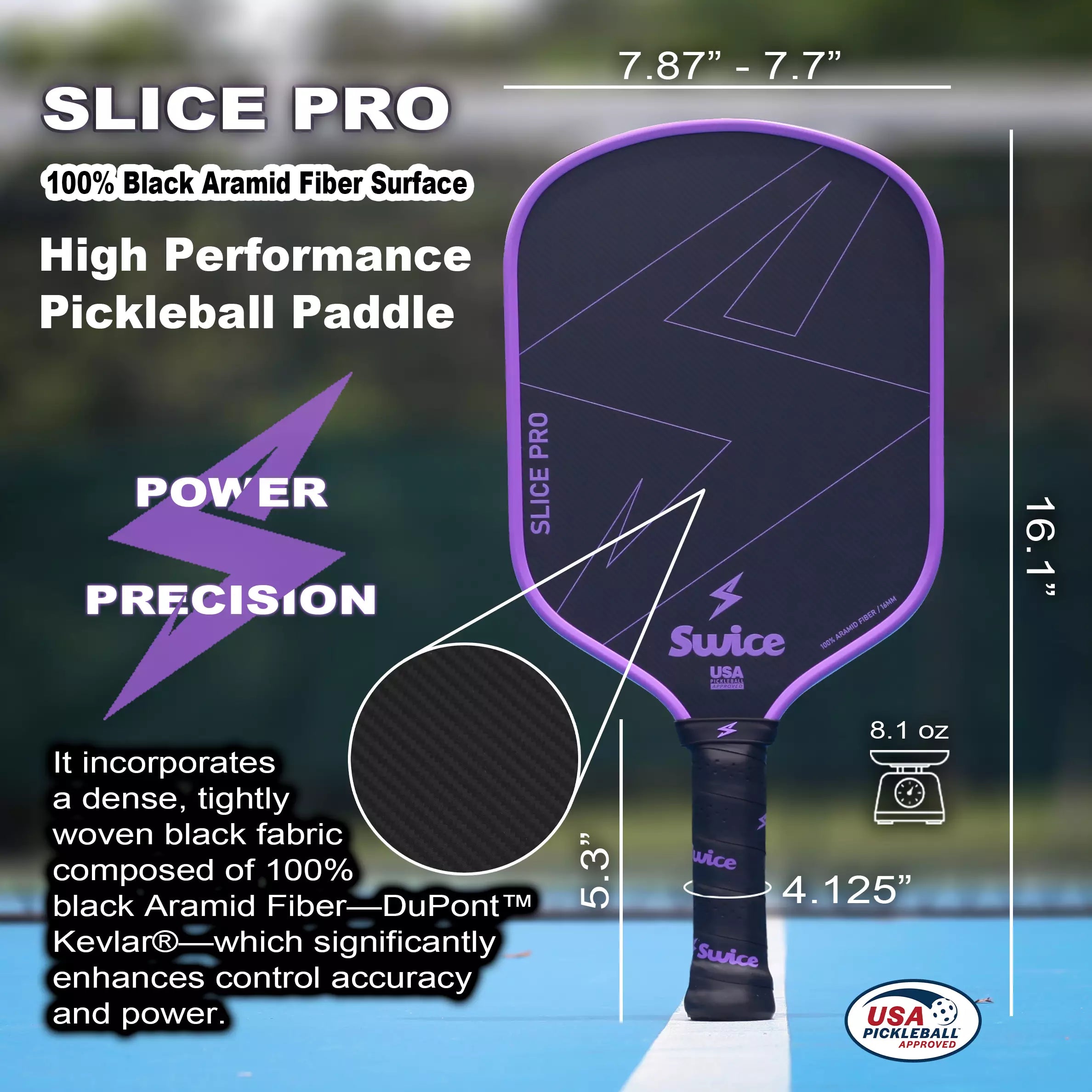 Swice Slice Pro | Black Kevlar Surface Pickleball Paddle – Swice Pickleball